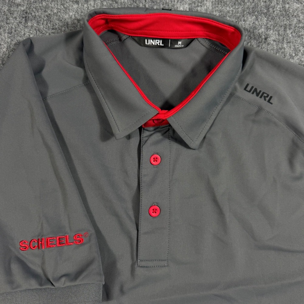 UNRL Polo Shirt Athletic Fit Mens Medium Gray Polyester Spandex Scheels EUC